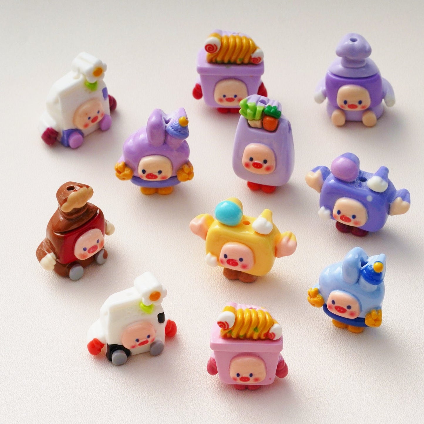 10 PCS Cartoon Resin Charms for DIY Crafts