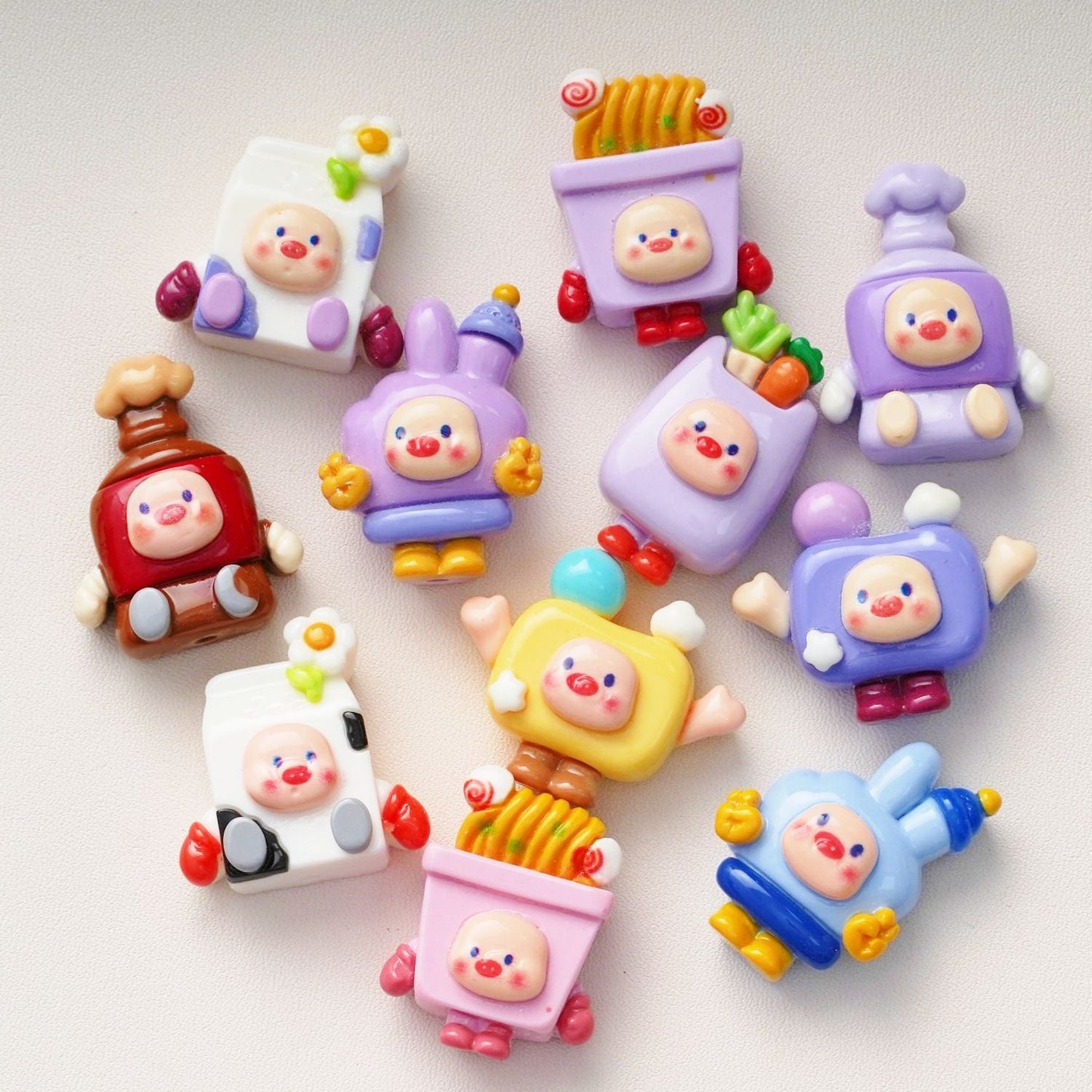 10 PCS Cartoon Resin Charms for DIY Crafts