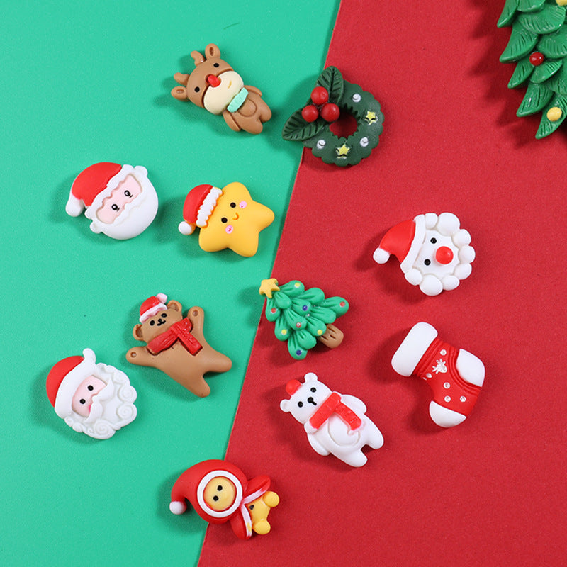 20pcs / Flat Christmas Cartoon DIY Resin Accessories