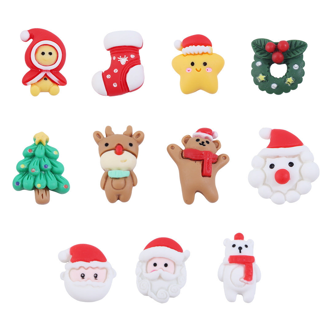 20pcs / Flat Christmas Cartoon DIY Resin Accessories