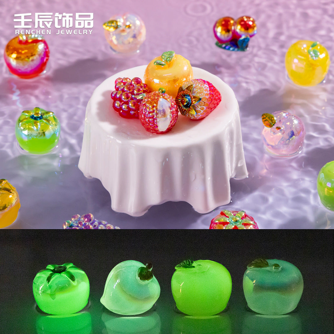 15Pcs/electroplated Fruit Food Game Desktop Car Ornament Luminous