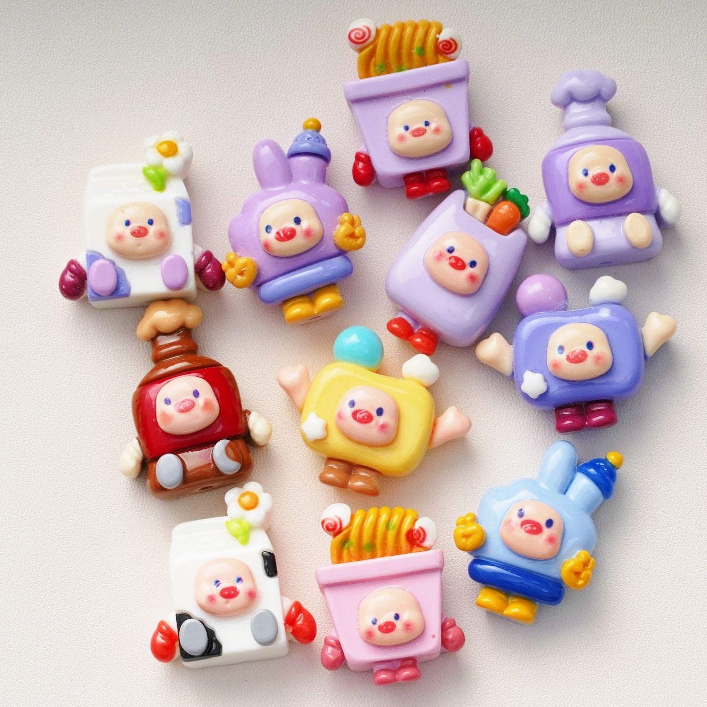 10 PCS Cartoon Resin Charms for DIY Crafts