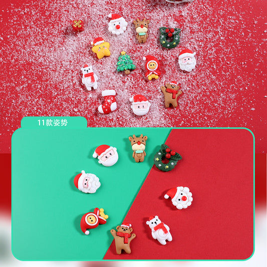 20pcs / Flat Christmas Cartoon DIY Resin Accessories