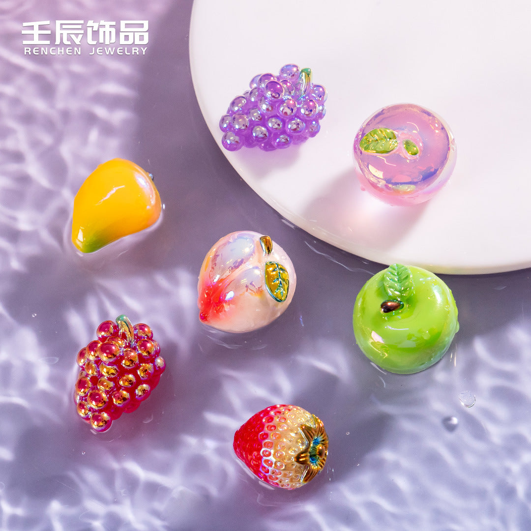 15Pcs/electroplated Fruit Food Game Desktop Car Ornament Luminous