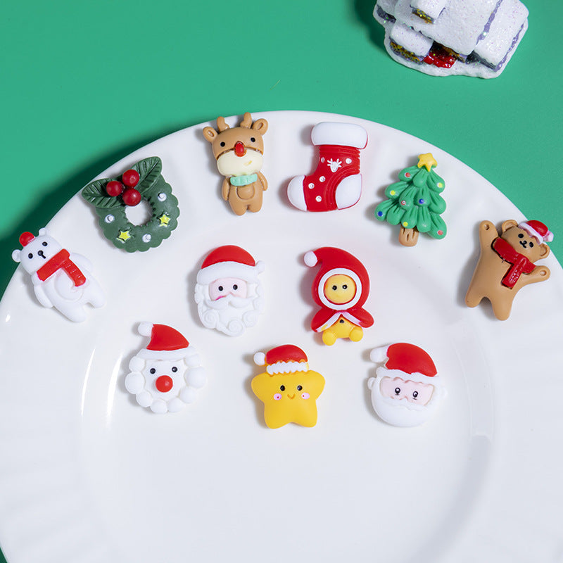 20pcs / Flat Christmas Cartoon DIY Resin Accessories