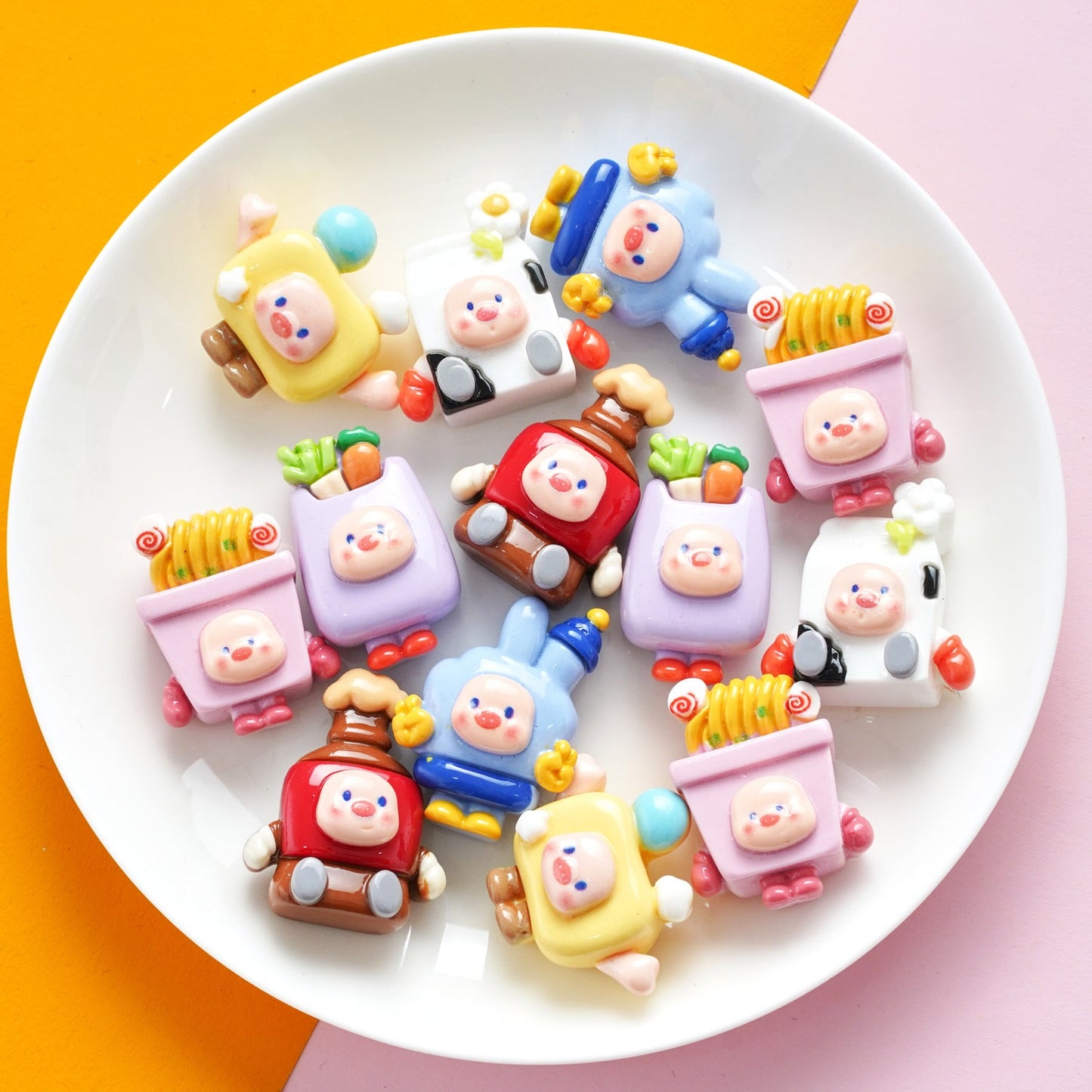 10 PCS Cartoon Resin Charms for DIY Crafts