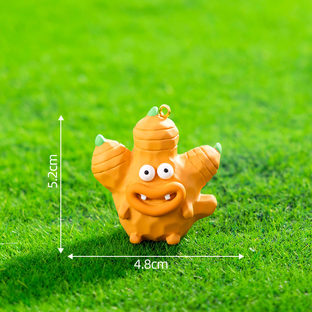 10/pcs Big Mouth Vegetable Cartoon Nail Keychain Pendant DIY Resin