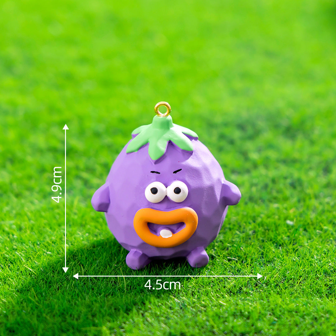 10/pcs Big Mouth Vegetable Cartoon Nail Keychain Pendant DIY Resin