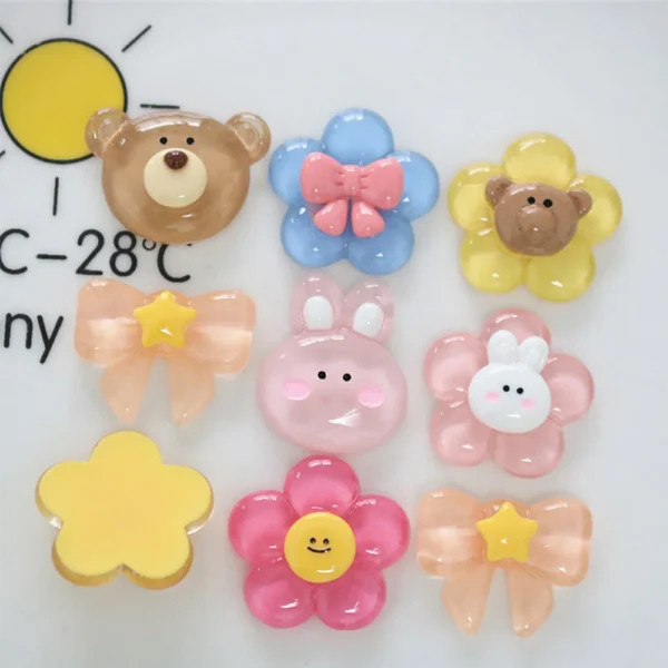10PCS Animal Head Flower Resin Flatback Cabochons For Hairpin Phone Case Scrapbooking DIY Jewelry Craft Decoration Accessories