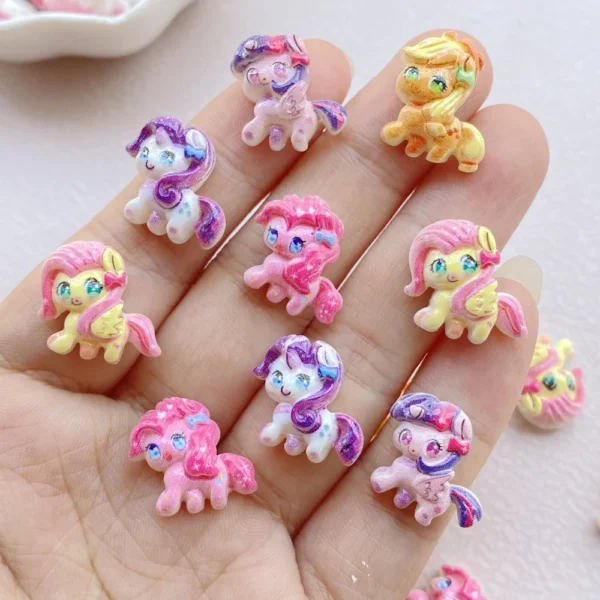 20Pcs New Cute Mini Resin Cartoon Pony Series Flatback Ornament Jewelry Making Manicure Hairwear Accessories