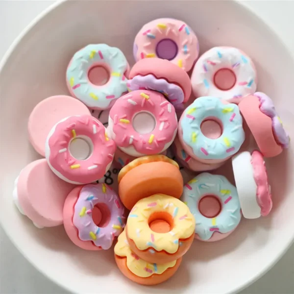 10PCS 20mm Doughnut Series Miniature Flat Back Resin Cabochons For Hairpin Scrapbooking DIY Home Decor Craft Accessories