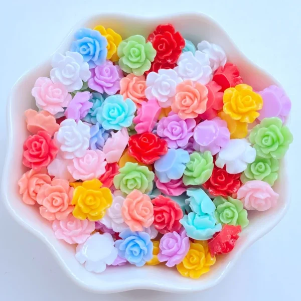 50Pcs New Cute Mini 10mm Mixed Rose Resin Nail Parts Accessories Kawaii DIY Nail Art Decoration