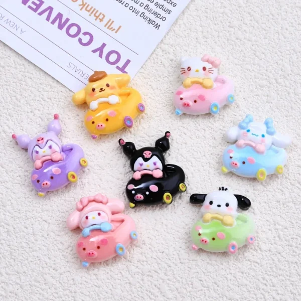 Cartoon Kawaii Mini Resin Animal Cars Sanrio DIY Crafts Embellishments Scrapbooking Accessories Cabochans Flatback Decor
