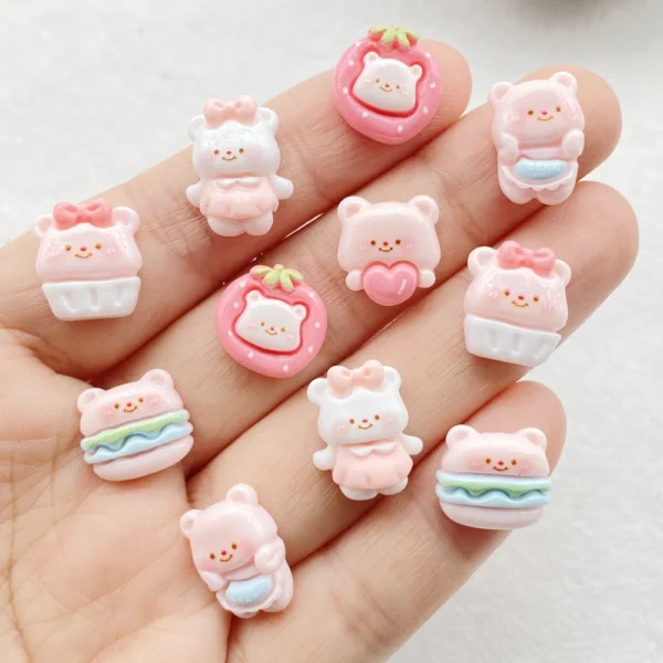 20Pcs Mixed Nail Art Resin Cartoon Little Bear Series Charms Rhinestones DIY Craft For Nail 3D Decorations Jewelry