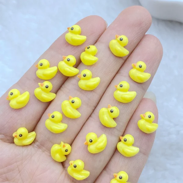 50Pcs New Cute Resin Mini 8mm Cartoon Duck Series Flat Back Manicure Parts Embellishments For Hair Bows Accessories