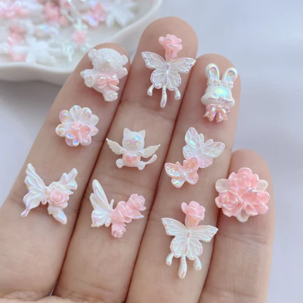 50Pcs New Cute Resin 8*11mm Mini Cat Series Flat Back Fit Phone Deco Parts Embellishments for Nail Enhancement Hair Accessories
