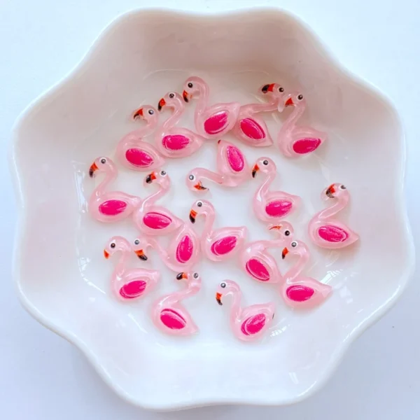 50Pcs New Cute Mini 10*13mm Animal Flamingo Flat Back Fit Phone Manicure Deco anicure Embellishments For Hair Bows Accessories
