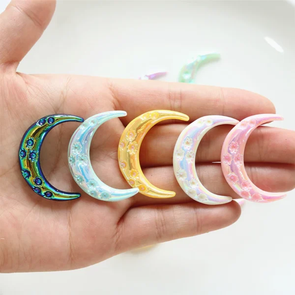 10PCS Electroplated Moon Series Resin Flat Back Cabochons For Hairpin Scrapbooking DIY Jewelry Craft Decoration Accessories