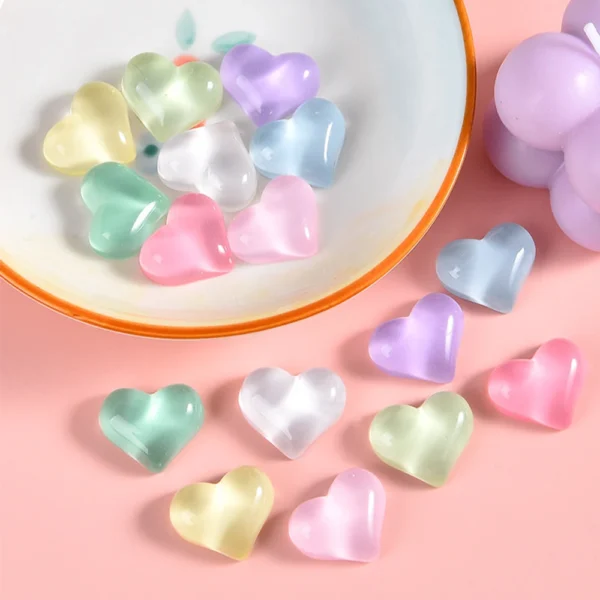 10PCS 16x19mm Clear Heart Series Resin Flatback Cabochons For Hairpin Scrapbooking DIY Jewelry Craft Decoration Accessories