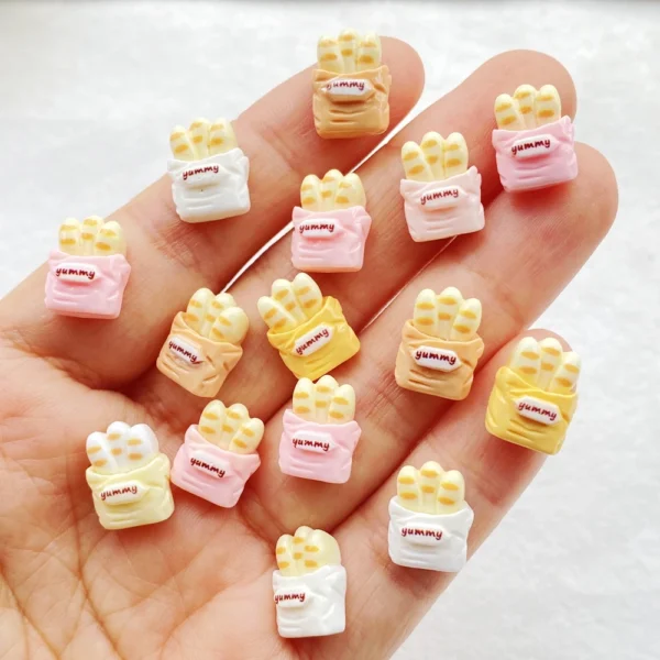 30Pcs Cute Mini Cartoon Colorful Bread Nail Art Resin Designer Charms DIY Craft For Nail 3D Decorations Jewelry