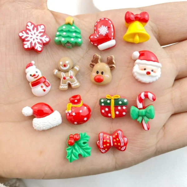 30Pcs New Cute Resin Mini Christmas Collection Flat Back Manicure Parts Embellishments For Hair Bows Accessories