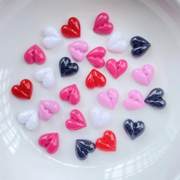 50Pcs New Cute Resin 8mm Mini Heart-shaped Series Flat Back Manicure Parts Embellishments For Hair Bows Accessories