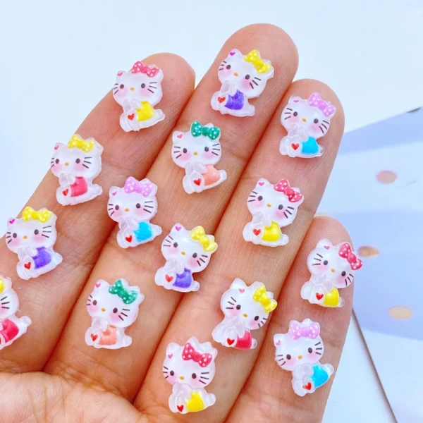 50Pcs New Cute Resin Mini Colorful Little Cat Flatback Jewelry Making Manicure Hairwear Accessorie