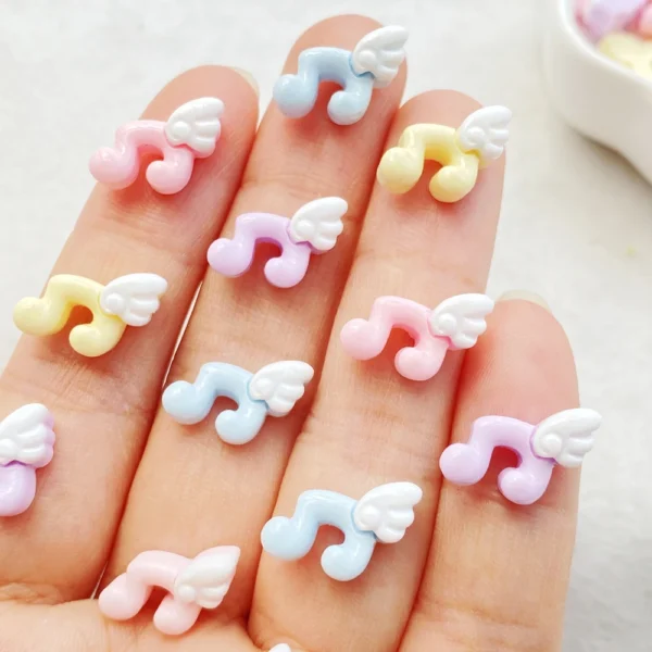 30Pcs New Mixed Nail Art Cute Mini Wings Musical symbols Charms Rhinestones DIY Craft For Nail 3D Decorations