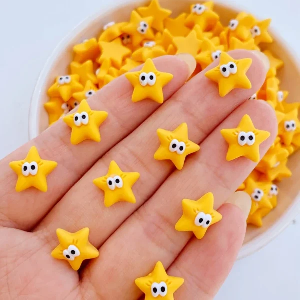 30pcs New Cute 11mm Resin Mini Stars Flat Back Cabochon Scrapbook Kawaii DIY Embellishments Accessories