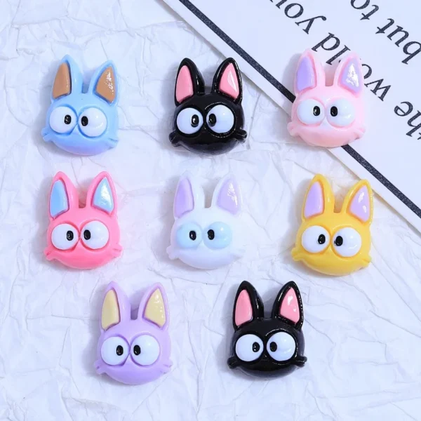 10Pcs New Mini Cute Cartoon Cat Heads in Various Colors Flat Back Resin Cabochons DIY Jewelry Craft Decoration Accessorie