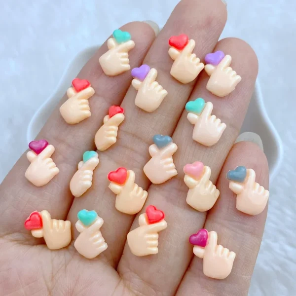 50Pcs New Cute 8*11mm Mini Little Bixin Gesture Series Resin Flatback Ornament Jewelry Making Manicure Decoration Accessories