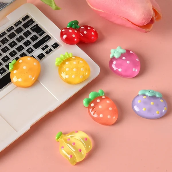 10PCS Clear White Spot Fruit Series Resin Flatback Cabochons For Hairpin Scrapbooking DIY Jewelry Craft Decoration Accessories