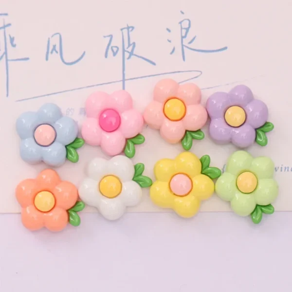 10PCS Shiny 19x21mm Flower Series Resin Flat Back Cabochons For Hairpin Scrapbooking DIY Jewelry Craft Decoration Accessories