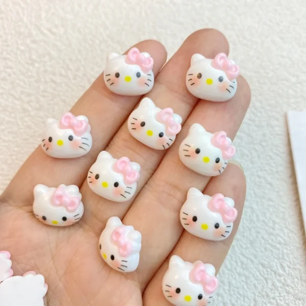 20Pcs New Cute Resin 13*14mm Mini Cartoon Cat Head Series Flat Back Manicure Parts Embellishments For Hair Bows Accessories