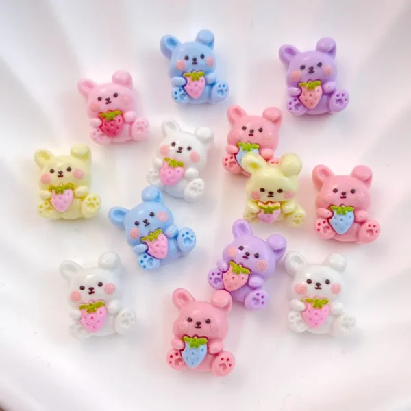 20Pcs New Cute Mini Cartoon Little Rabbit Resin Flatback Ornament Jewelry Making Manicure Hairwear Accessorie