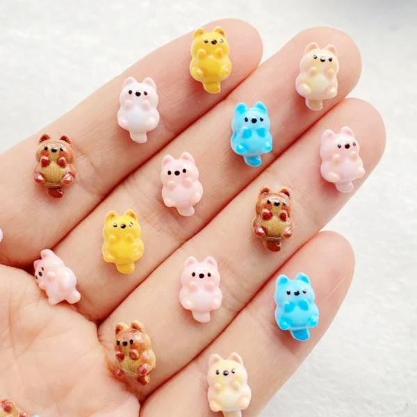 50Pcs Colorful Mini Cartoon Puppy Nail Art Flat back Rhinestone Bead Scrapbook DIY Manicures Appliques Accessories Crafts