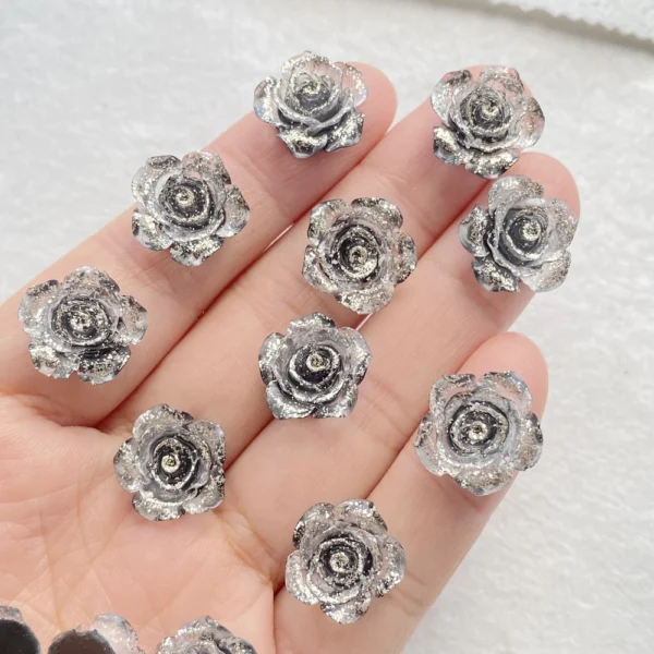 30pcs Resin 3D Cute Shining flowers Flat back Rhinestone Scrapbook DIY Wedding Applique Decor Jewelry Accessories Crafts