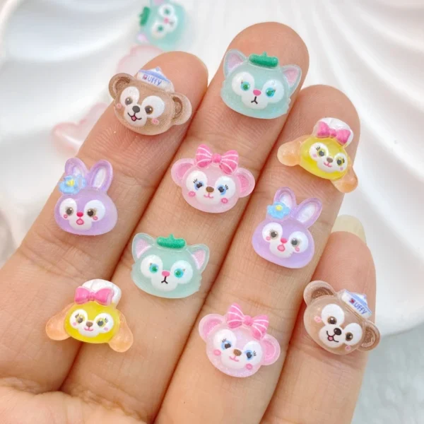 50Pcs New Mixed Nail Art Resin Cartoon Monkeys, Cats, Rabbits Designer Charms Rhinestones DIY Craft For Nail 3D Decorations