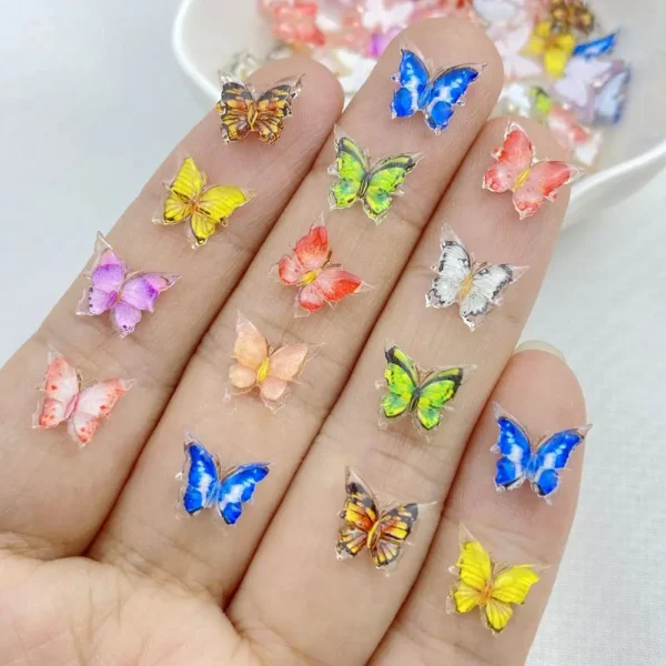50Pcs New Cute Resin Small Sparkling Butterfly Flat Back Ornament Jewelry Making Manicure Hairwear Accessories