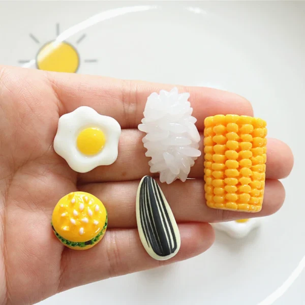 10PCS Corn Rice Food Series Resin Flat Back Cabochons For Hairpin Scrapbooking DIY Jewelry Craft Decoration Accessories