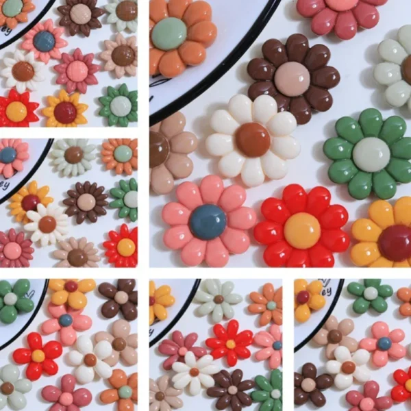 10PCS Shiny Mixed Flowers Series Resin Flat Back Cabochons For Hairpin Scrapbooking DIY Jewelry Craft Decoration Accessories