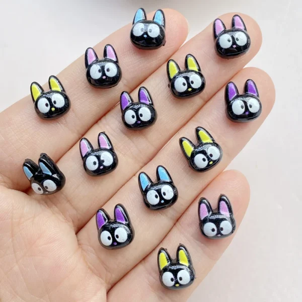 50Pcs Cute Mini Cartoon Little Cat's Head Nail Art Resin Designer Charms DIY Craft For Nail 3D Decorations Jewelry