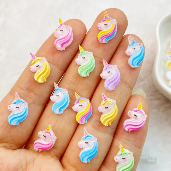 50Pcs Mixed Nail Art Resin Cartoon Unicorn Series Designer Charms Rhinestones DIY Craft For Nail 3D Decorations Jewelry