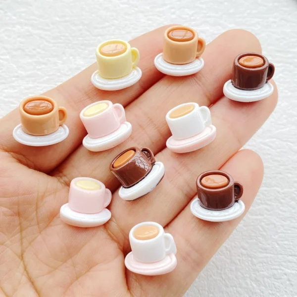 30PCS Colorful Resin Mini Cartoon coffee cup beverage Art DIY Wedding Scrapbook Jewelry Accessories Craft