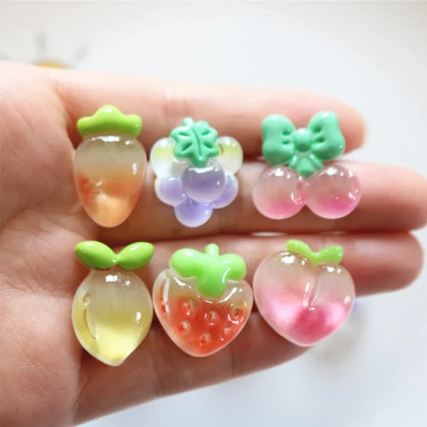 10PCS Gradient Fruit Series Resin Flatback Cabochons For Hairpin Scrapbooking DIY Jewelry Craft Decoration Accessories