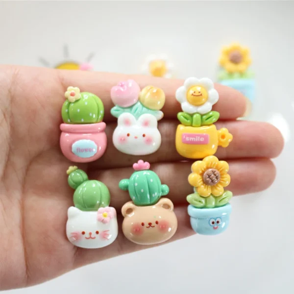 10PCS Cute Flower Disc Series Resin Flat Back Cabochons For Hairpin Scrapbooking DIY Jewelry Craft Decoration Accessories