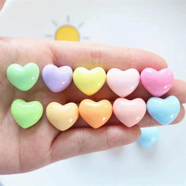 10PCS Shiny Colorful Hearts Series Resin Flat Back Cabochons For Hairpin Scrapbooking DIY Jewelry Craft Decoration Accessories