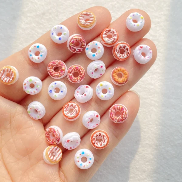 50Pcs Mixed Colorful Chocolate Donuts Nail Art Flat back Rhinestone Bead Scrapbook DIY Manicures Appliques Accessories Crafts