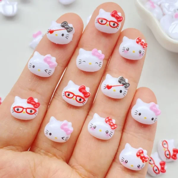 50Pcs New Cute Mini Resin Cartoon Cat Flat Back Ornament Jewelry Making Manicure Hairwear Accessorie