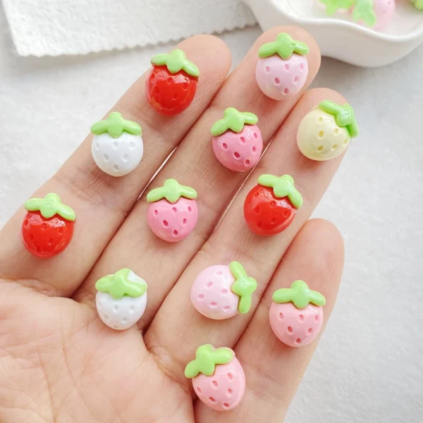 30pcs Resin Mixed Mini Mixed Color Strawberries Nail Art Flatback Rhinestone Scrapbook DIY Wedding Applique Jewelry Accessories